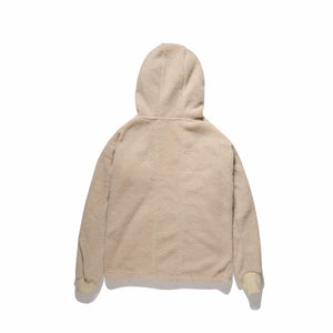 Half Zip Sherpa Hoodie - Beige